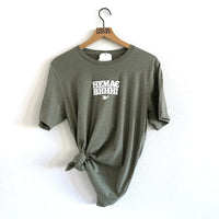 NO WAR in Ukrainian, in white flock, on military green tshirt
