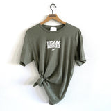 NO WAR in Ukrainian, in white flock, on military green tshirt